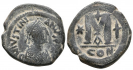 Justinian I. Constantinople. AD 527-565. Follis or 40 Nummi Æ, Very Fine
17.2 gr