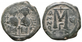 Justin II and Sophia. Constantinople. AD 565-578. Follis or 40 Nummi Æ, Very Fine
12.9 gr