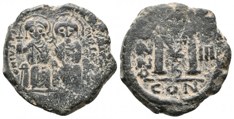 Justin II and Sophia. Constantinople. AD 565-578. Follis Æ, Good Very Fine
12.7...