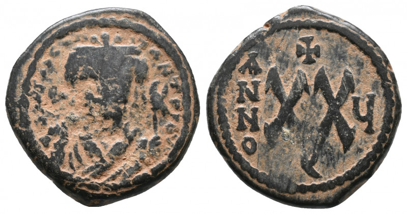 Maurice Tiberius. Theoupolis (Antioch). AD 582-602. Dated RY 5=AD 587/8. Half Fo...