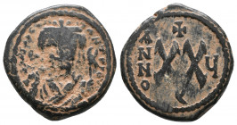 Maurice Tiberius. Theoupolis (Antioch). AD 582-602. Dated RY 5=AD 587/8. Half Follis Æ, Near Very Fine
8.0 gr