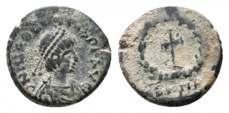 Theodosius II. AD 402-450. Follis Æ, Near Very Fine