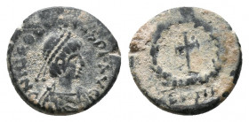 Theodosius II. AD 402-450. Follis Æ, Near Very Fine