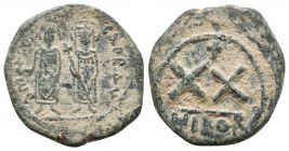Phocas, with Leontia. Nikomedia. AD 602-610. Hald Follis Æ, Very Fine
6.7 gr