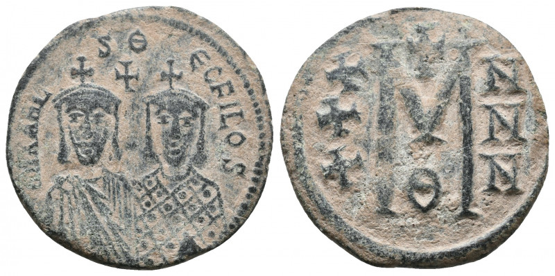 Michael II with Theophilus. Constantinople. AD 820-829. Follis Æ, Very Fine
8.2...