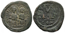 Justin II and Sophia AD 565-578. Constantinople. Follis Æ, Very Fine
15.2 gr