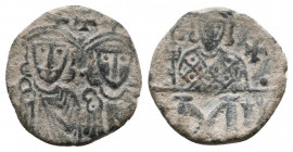 Constantine V Copronymus, with Leo IV. Contantinople. 741-775. Æ Follis, Very Fine
2.0 gr