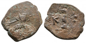 Tiberius III (Apsimar). AD 698-705. Half Follis Æ, Good Very Fine