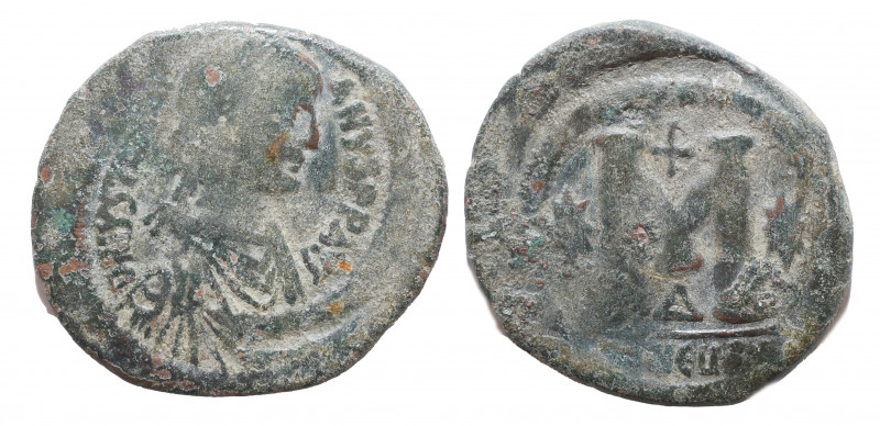 Justinian I. Constantinople. AD 527-565. Follis Æ, Near Very Fine
15.6 gr