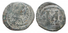 Justinian I. Constantinople. AD 527-565. Follis Æ, Near Very Fine
15.6 gr