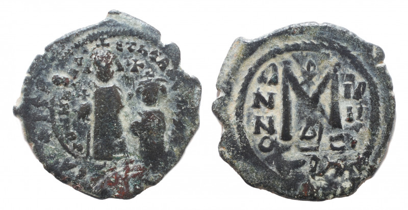 Heraclius with Heraclius Constantine. Nikomedia (?). AD 610-641. Follis Æ, Very ...