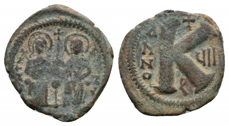 Justin II and Sophia. Theoupolis (Antioch). AD 565-578. Half Follis Æ, Very Fine...