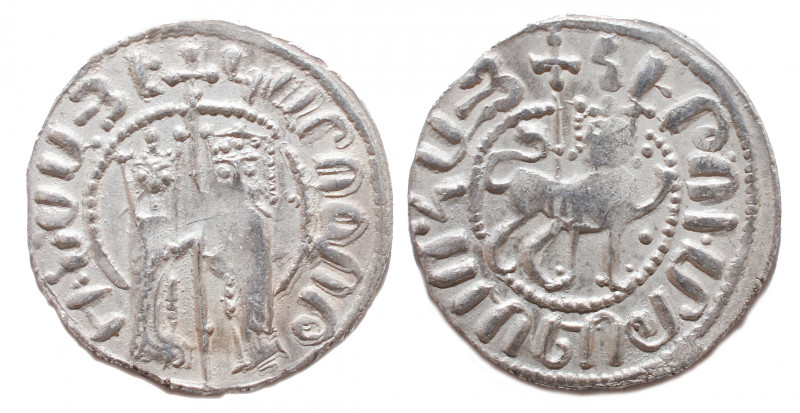 Armenia, Kingdom. Hetoum I and Zabel. AD 1226-1270. AR Tram, Very Fine
3.0 gr