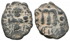 Time of the Rashidun. Uncertain. Pseudo-Byzantine types, imitating a Follis of Constans II. AD 645-647. Fals Æ, Near Very Fine
3.1 gr