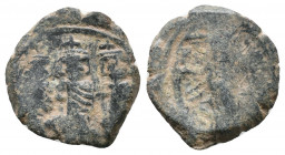 Islamic. Uncertain. Pseudo-Byzantine types. Æ Fals, Near Very Fine
2.4 gr