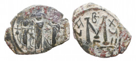 Time of the Rashidun. Uncertain. Pseudo-Byzantine types, imitating a Follis of Constans II. AD 645-647. Fals Æ, Very Fine
5.6 gr