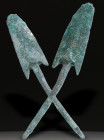 Ancient Bronze Ballistic Arrowhead. Biblical Period, Old Testament. 1200 BC-600 BC. W: 14.04 g / L : 80 mm