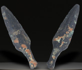 Ancient Bronze Ballistic Arrowhead. Biblical Period, Old Testament. 1200 BC-600 BC. W: 6.19 g / L : 60 mm