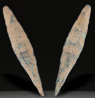 Ancient Bronze Ballistic Arrowhead. Biblical Period, Old Testament. 1200 BC-600 BC. W: 6.04 g / L : 60 mm