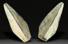 Ancient Bronze Ballistic Arrowhead. Biblical Period, Old Testament. 1200 BC-600 BC. W: 2.17 g / L : 20 mm