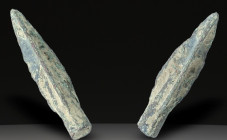 Ancient Bronze Ballistic Arrowhead. Biblical Period, Old Testament. 1200 BC-600 BC. W: 3.82 g / L : 30 mm