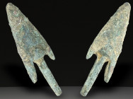 Ancient Bronze Ballistic Arrowhead. Biblical Period, Old Testament. 1200 BC-600 BC. W: 16.41 g / L : 60 mm
