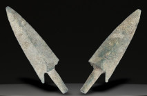 Ancient Bronze Ballistic Arrowhead. Biblical Period, Old Testament. 1200 BC-600 BC. W: 10.94 g / L : 50 mm
