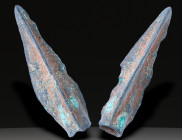 Ancient Bronze Ballistic Arrowhead. Biblical Period, Old Testament. 1200 BC-600 BC. W: 3.53 g / L : 30 mmm
