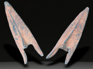 Ancient Bronze Ballistic Arrowhead. Biblical Period, Old Testament. 1200 BC-600 BC. W: 12.97 g / L : 50 mm