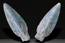 Ancient Bronze Ballistic Arrowhead. Biblical Period, Old Testament. 1200 BC-600 BC. W: 6.5 g / L : 30 mm