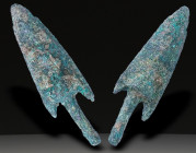Ancient Bronze Ballistic Arrowhead. Biblical Period, Old Testament. 1200 BC-600 BC. W: 11.1 g / L : 50 mm