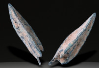 Ancient Bronze Ballistic Arrowhead. Biblical Period, Old Testament. 1200 BC-600 BC. W: 3 g / L: 30 mm
