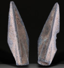 Ancient Bronze Ballistic Arrowhead. Biblical Period, Old Testament. 1200 BC-600 BC. W: 2.2 g / L : 20 mm