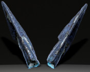Ancient Bronze Ballistic Arrowhead. Biblical Period, Old Testament. 1200 BC-600 BC. W: 2.1 g / L: 30 mm
