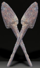 Ancient Bronze Ballistic Arrowhead. Biblical Period, Old Testament. 1200 BC-600 BC. W: 28g