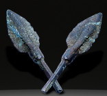Ancient Bronze Ballistic Arrowhead. Biblical Period, Old Testament. 1200 BC-600 BC. W: 6.5 g / L : 50 mm