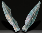 Ancient Bronze Ballistic Arrowhead. Biblical Period, Old Testament. 1200 BC-600 BC. W: 3.85 g / L : 40 mm
