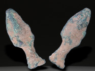 Ancient Bronze Ballistic Arrowhead. Biblical Period, Old Testament. 1200 BC-600 BC. W: 4.17 g / L : 30 mm