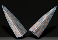 Ancient Bronze Ballistic Arrowhead. Biblical Period, Old Testament. 1200 BC-600 BC. W: 6.1 g / L : 40 mm