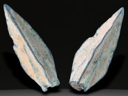 Ancient Bronze Ballistic Arrowhead. Biblical Period, Old Testament. 1200 BC-600 BC. W: 2.6 g / L : 30 mm