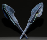 Ancient Bronze Ballistic Arrowhead. Biblical Period, Old Testament. 1200 BC-600 BC. W: 6.2 g / L : 50 mm