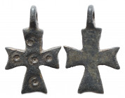 Byzantine Bronze Cross Pendant with Loop Intact. Circa 6th-9th century AD. Very Fine
2.4 gr