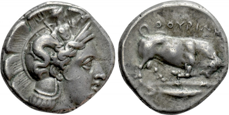 LUCANIA. Thourioi. Nomos (Circa 400-350 BC). 

Obv: Head of Athena right, wear...