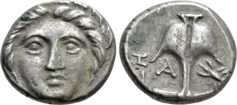 THRACE. Apollonia Pontika. Diobol (Circa 375-335 BC). 

Obv: Facing Gorgoneion...