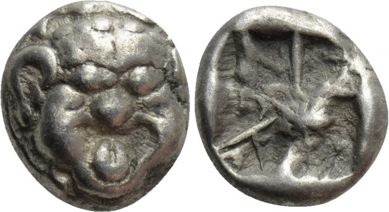 MYSIA. Parion. Drachm (5th century BC). 

Obv: Facing gorgoneion with protrudi...