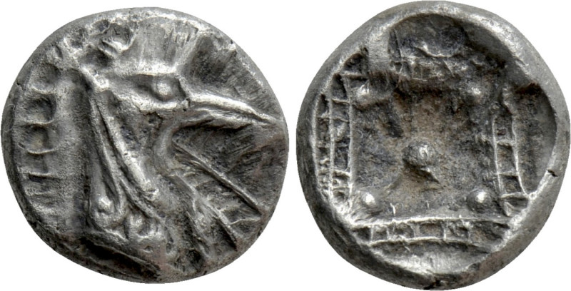 CARIA. Kindya. Tetrobol (Circa 510-480 BC). 

Obv: Head of ketos right.
Rev: ...