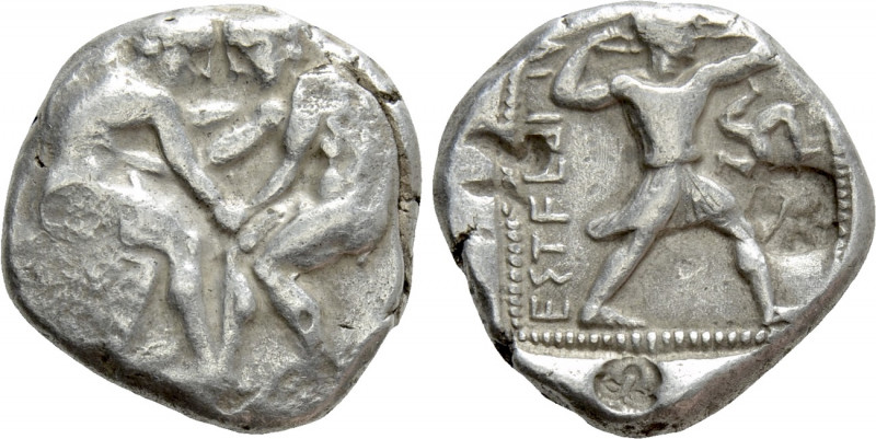 PAMPHYLIA. Aspendos. Stater (Circa 380/75-330/25 BC). 

Obv: Two wrestlers gra...