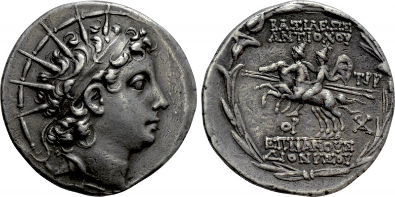 SELEUKID KINGDOM. Antiochos VI Dionysos (144-142 BC). Tetradrachm. Antioch on th...