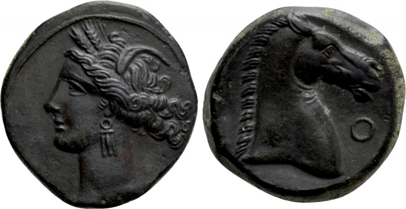 CARTHAGE. Ae (Circa 300-264 BC). Mint on Sardinia. 

Obv: Wreathed head of Tan...