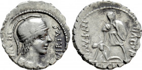 MN. AQUILIUS MN.F. MN.N. Serrate Denarius (65 BC). Rome